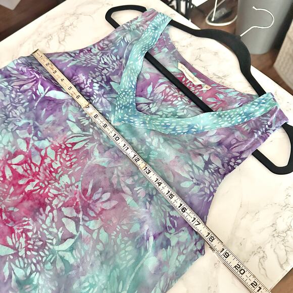 Soft Surroundings Sleeveless Blue Purple Tropical Maxi Dress women’s size medium - Picture 10 of 11